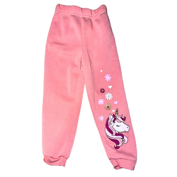 Pink Glitter Sparkles Unicorn Super Soft Hoodie Sweatsuit in 3T GUC - Picture 3 of 5